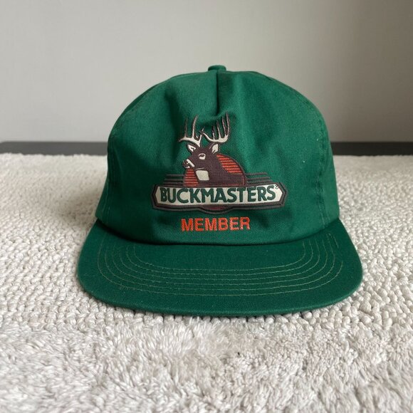 VINTAGE BUCKMASTERS GRAPHIC SNAPBACK HUNTING HAT ADULT OSFA CAP HUNTER GREEN - Picture 1 of 7
